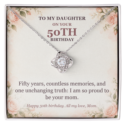 Load image into Gallery viewer, To My Daughter 50th Birthday Love Knot Necklace from Mom

