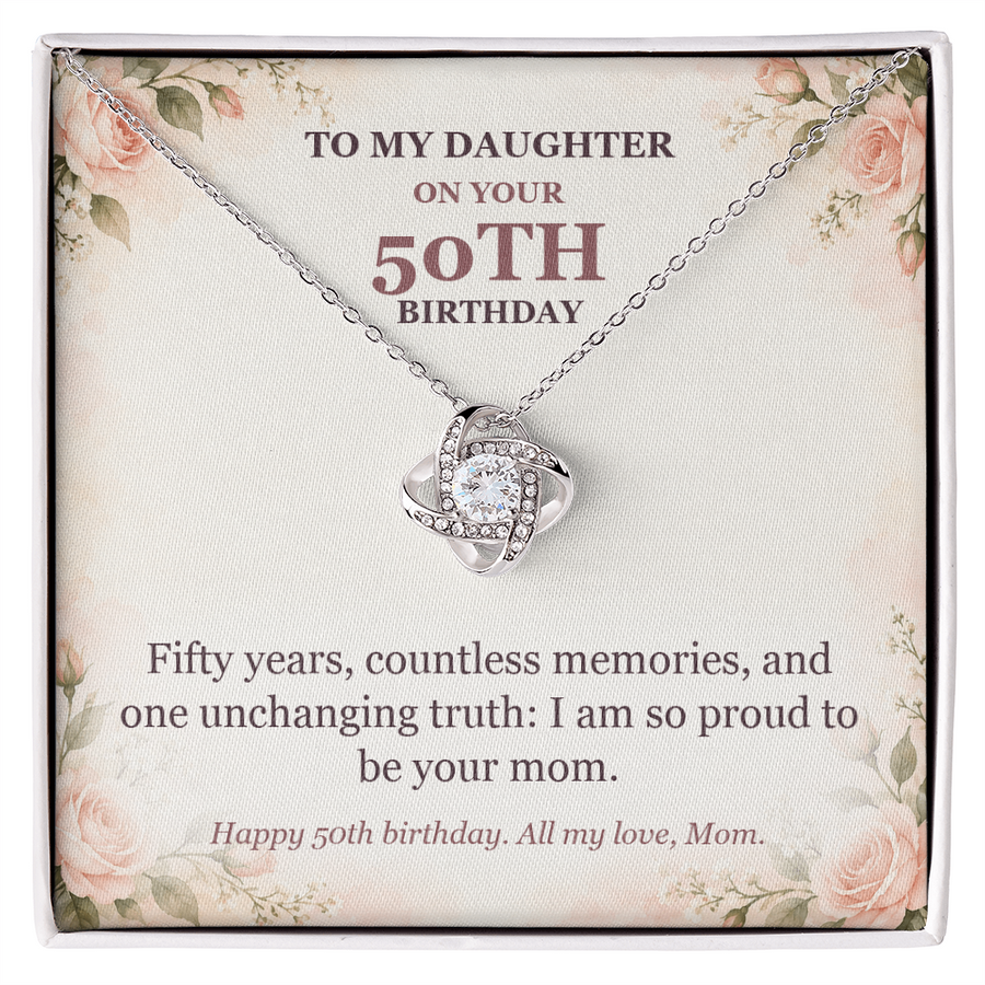 To My Daughter 50th Birthday Love Knot Necklace from Mom