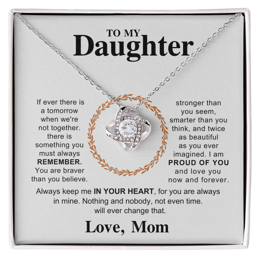 To My Daughter Necklace – Love Knot Pendant, Never Forget I Love You Gift from Dad