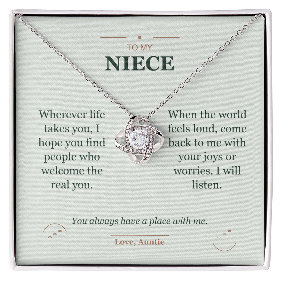 To My Niece, A Place to Come Back - Love Knot Necklace