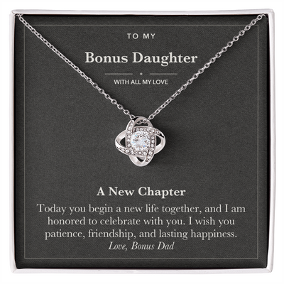 Load image into Gallery viewer, To My Bonus Daughter Wedding Love Knot Necklace – A New Chapter
