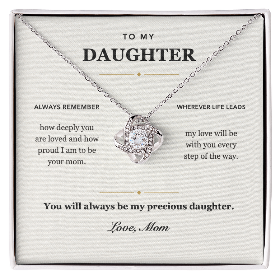 To My Daughter Deeply Loved Love Knot Necklace Gift from Mom