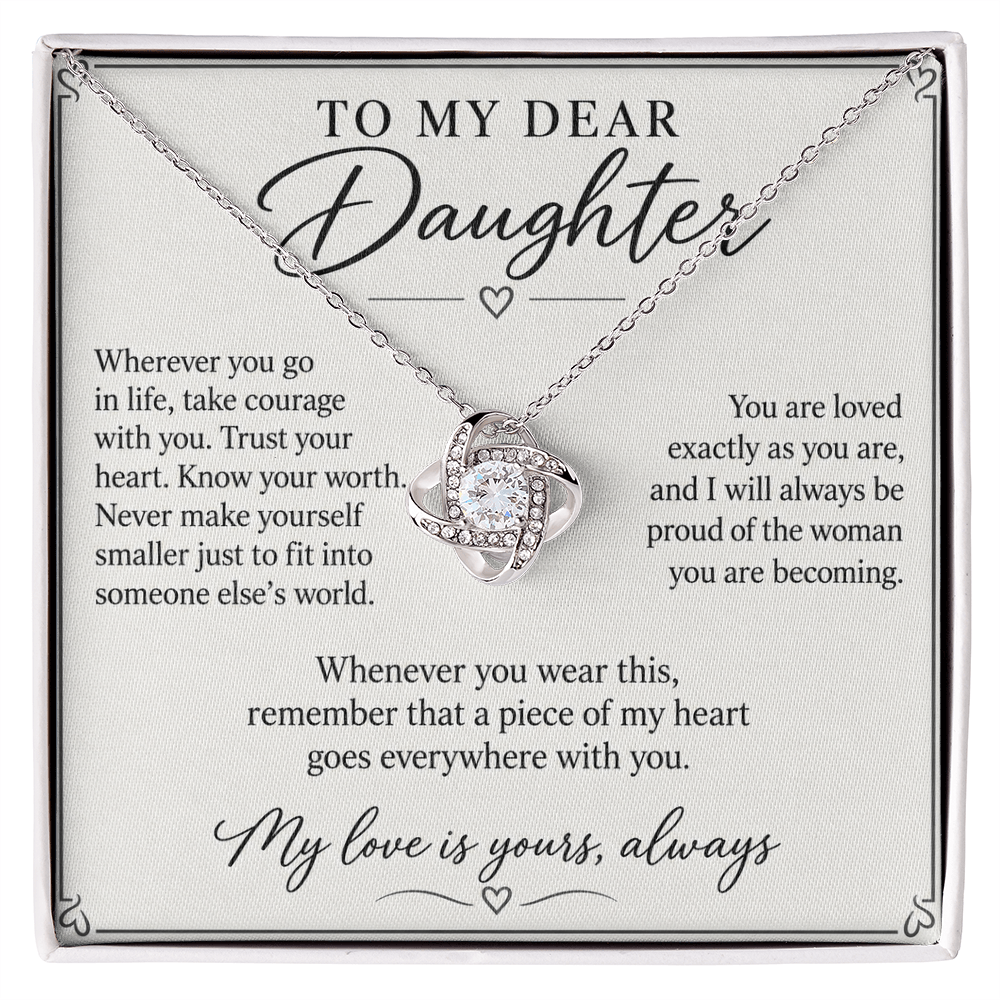 To My Dear Daughter My Love Is Yours Love Knot Necklace Gift