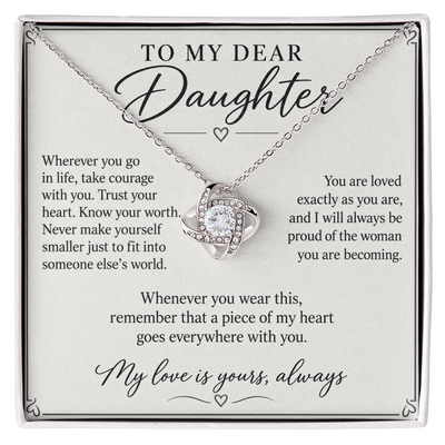 Load image into Gallery viewer, To My Dear Daughter My Love Is Yours Love Knot Necklace Gift
