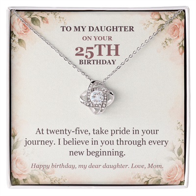 Load image into Gallery viewer, To My Daughter 25th Birthday Love Knot Necklace from Mom
