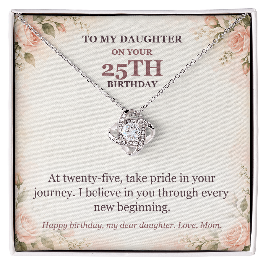 To My Daughter 25th Birthday Love Knot Necklace from Mom