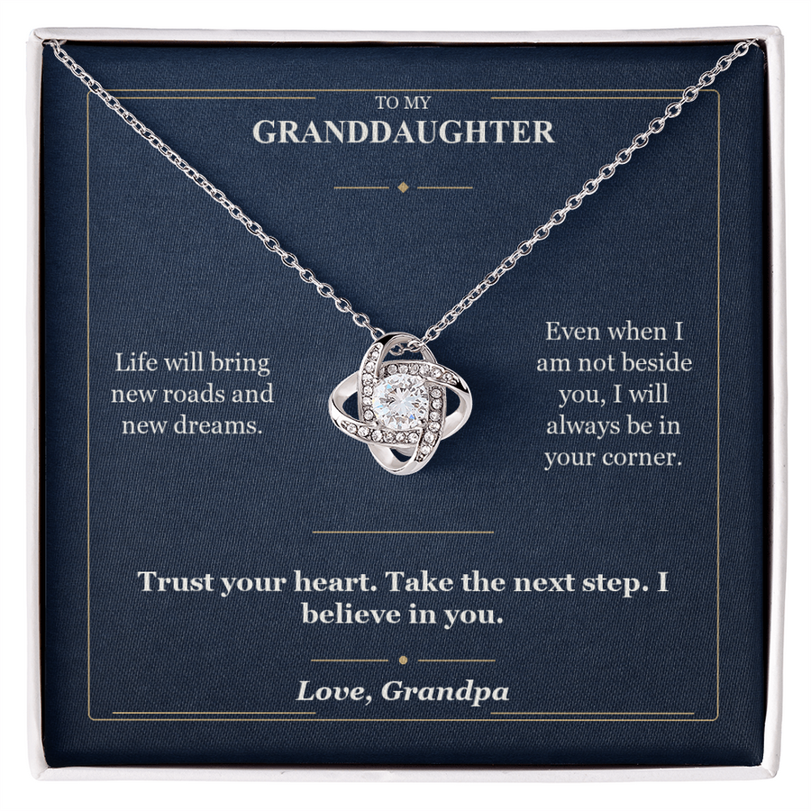 To My Granddaughter Love Knot Necklace from Grandpa | Always in Your Corner