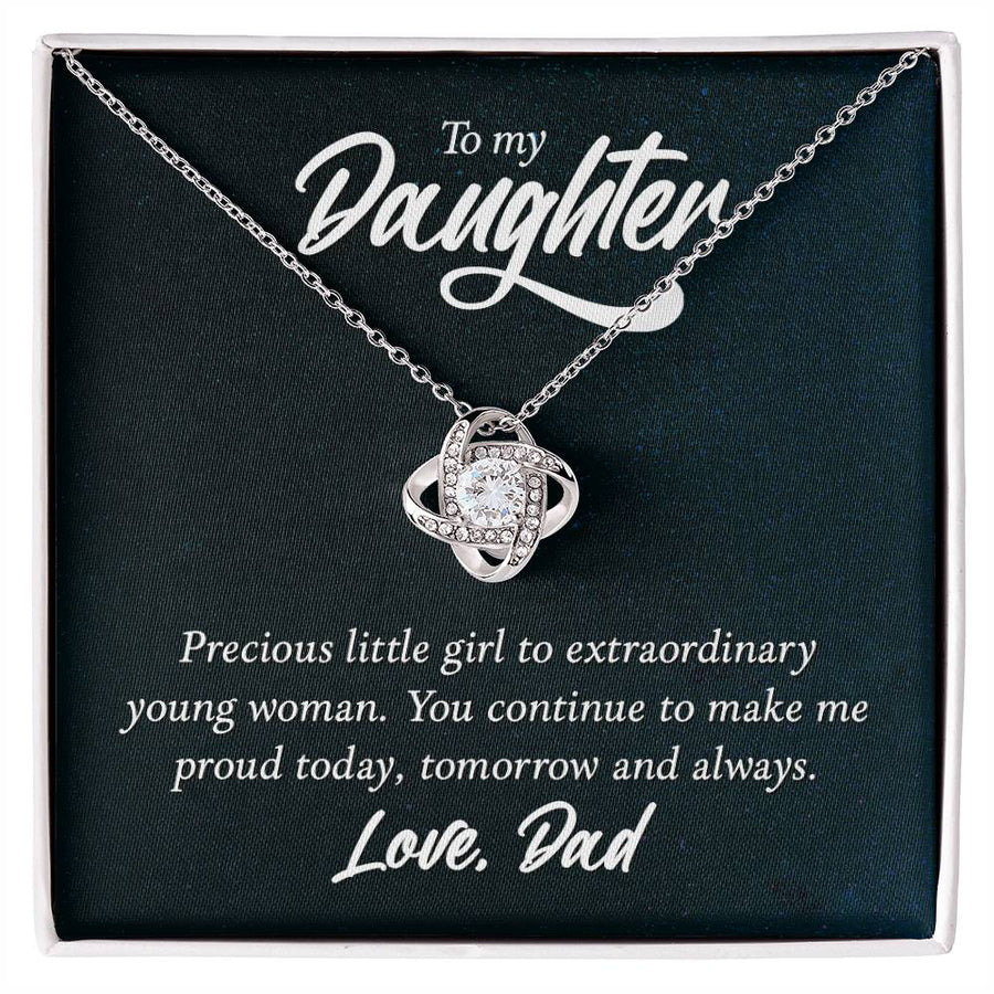 To My Daughter Necklace from Dad, Birthday Love Knot Necklace for Daughter from Dad