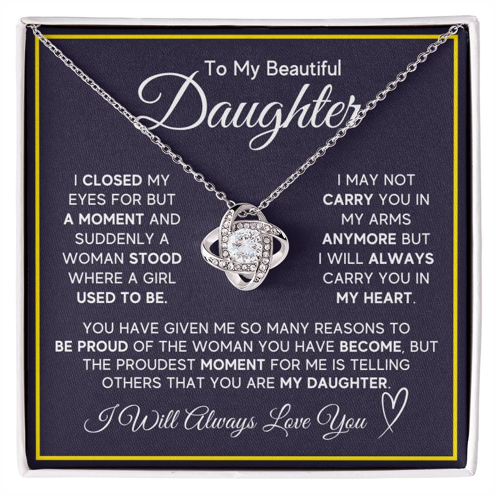 Daughter Gifts from Mom and Dad, Necklace & Message Card & LED Gift Box for Birthday, or Christmas