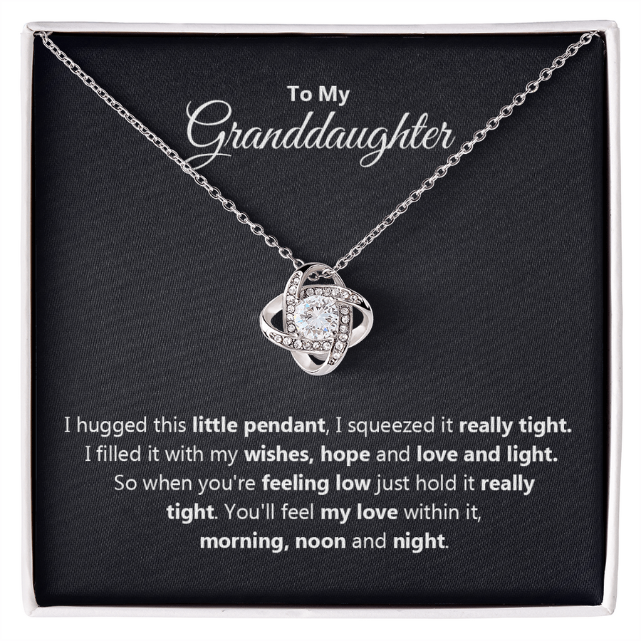 To My Granddaughter Gifts – Love Knot Necklace from Grandma or Grandpa with Heartfelt Message Card
