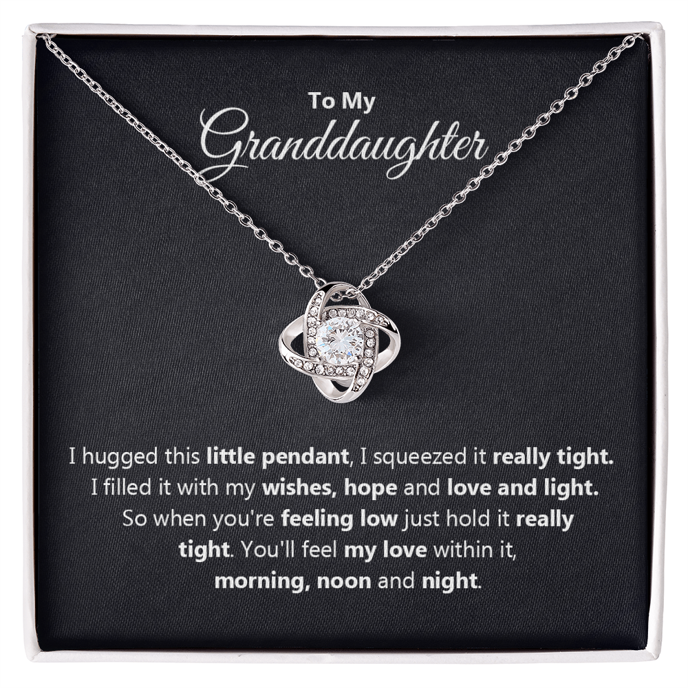 To My Granddaughter Gifts – Love Knot Necklace from Grandma or Grandpa with Heartfelt Message Card