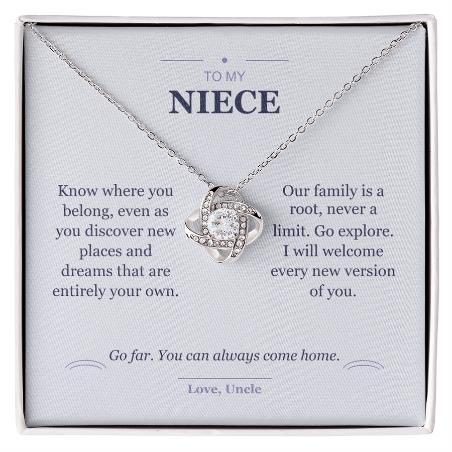 To My Niece, Roots and Wings - Love Knot Necklace