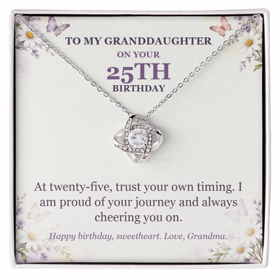 Load image into Gallery viewer, To My Granddaughter 25th Birthday Love Knot Necklace from Grandma
