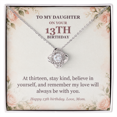 Load image into Gallery viewer, To My Daughter 13th Birthday Love Knot Necklace from Mom
