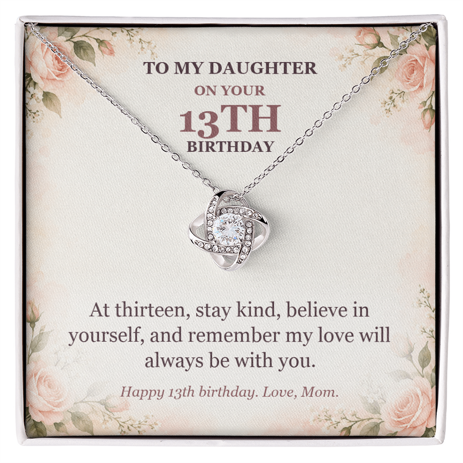 To My Daughter 13th Birthday Love Knot Necklace from Mom