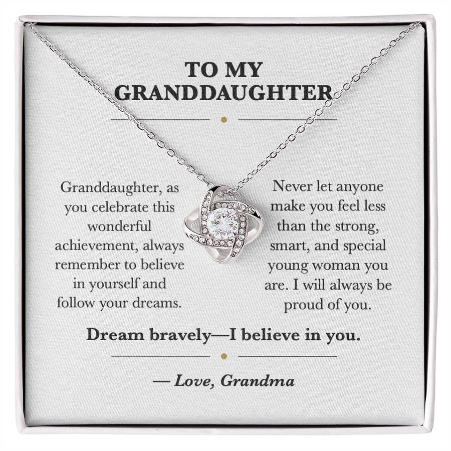 To My Granddaughter Graduation Love Knot Necklace Gift from Grandma