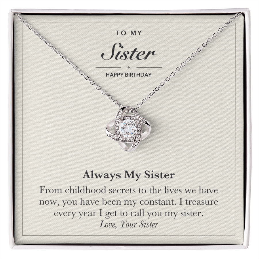 To My Sister Birthday Love Knot Necklace – Always My Sister