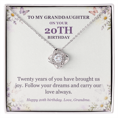 Load image into Gallery viewer, To My Granddaughter 20th Birthday Love Knot Necklace from Grandma
