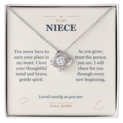 Load image into Gallery viewer, To My Niece, Loved Exactly As You Are - Love Knot Necklace
