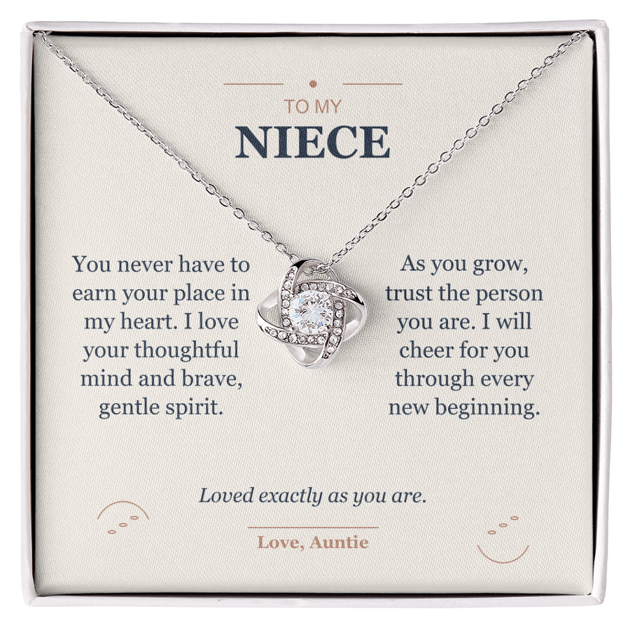 To My Niece, Loved Exactly As You Are - Love Knot Necklace