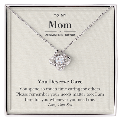 Load image into Gallery viewer, To My Mom Encouragement Love Knot Necklace – You Deserve Care
