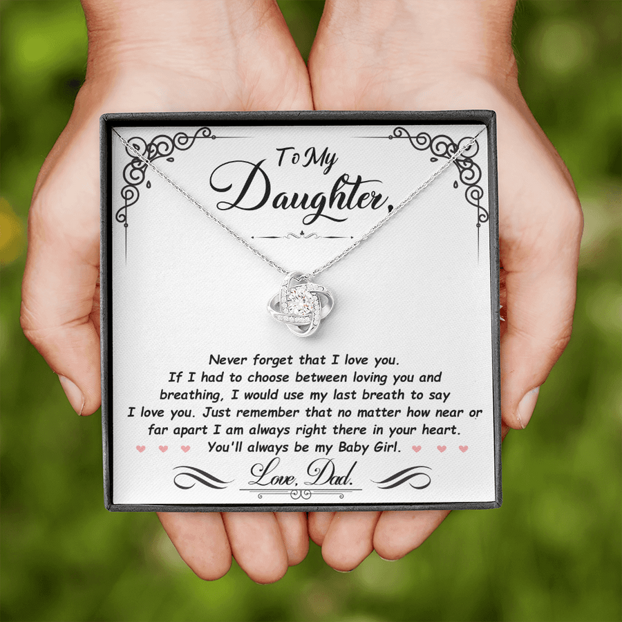 To My Daughter Necklace from Mom and Dad, Birthday, Graduation, Christmas Love Knot Necklace for Her