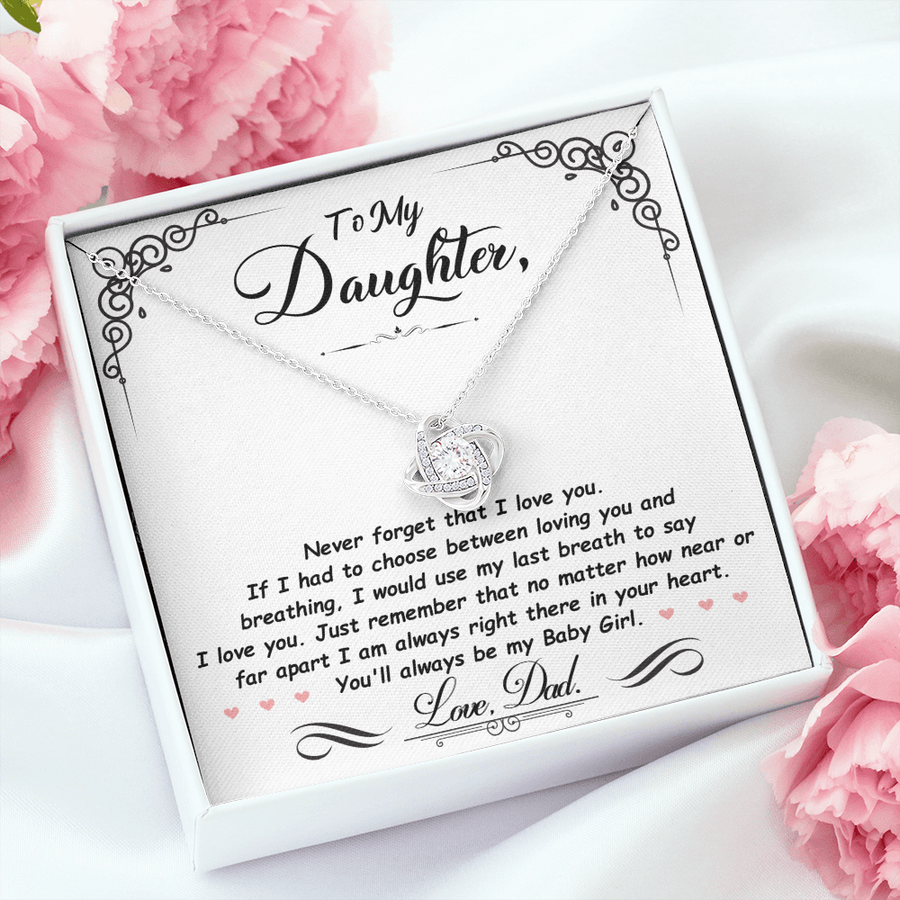 To My Daughter Necklace from Mom and Dad, Birthday, Graduation, Christmas Love Knot Necklace for Her