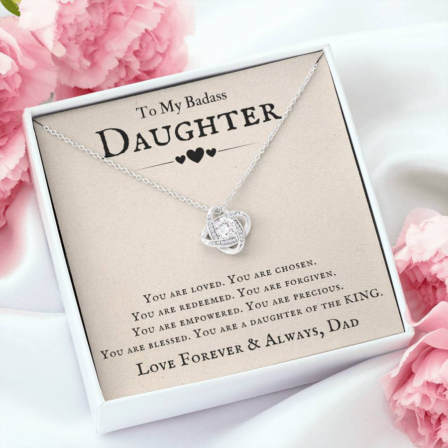 To My Badass Daughter Necklace from Dad, You Are Loved, Chosen, You Are a Daughter of the King