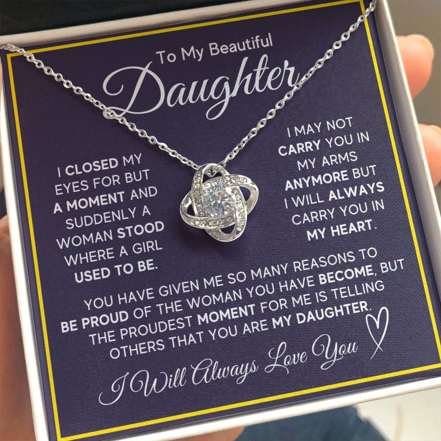 Daughter Gifts from Mom and Dad, Necklace & Message Card & LED Gift Box for Birthday, or Christmas