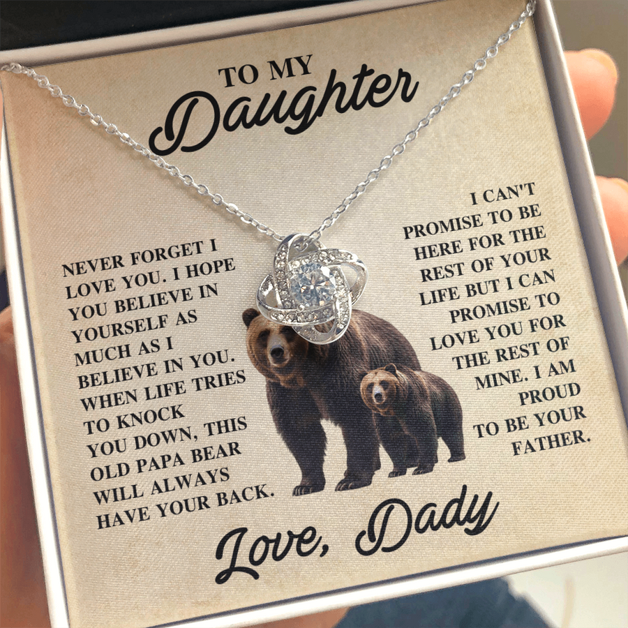 To My Daughter Love Knot Necklace – Unbreakable Bond Jewelry Gift for Birthday or Holiday