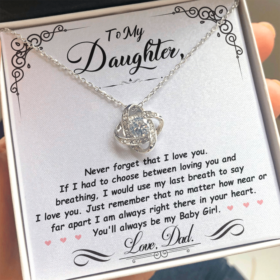 To My Daughter Necklace from Mom and Dad, Birthday, Graduation, Christmas Love Knot Necklace for Her