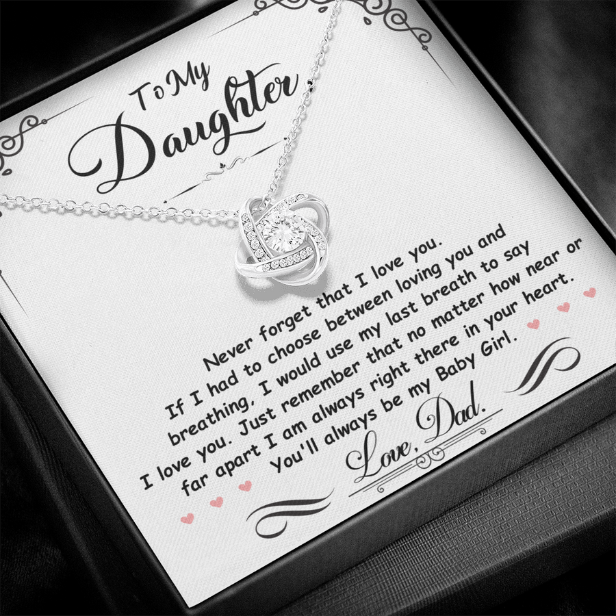 To My Daughter Necklace from Mom and Dad, Birthday, Graduation, Christmas Love Knot Necklace for Her