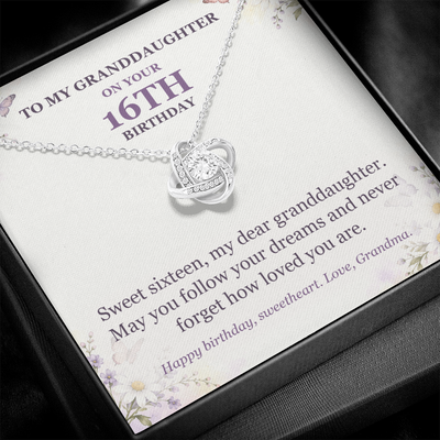 Load image into Gallery viewer, To My Granddaughter 16th Birthday Love Knot Necklace from Grandma
