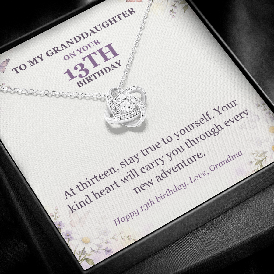 To My Granddaughter 13th Birthday Love Knot Necklace from Grandma