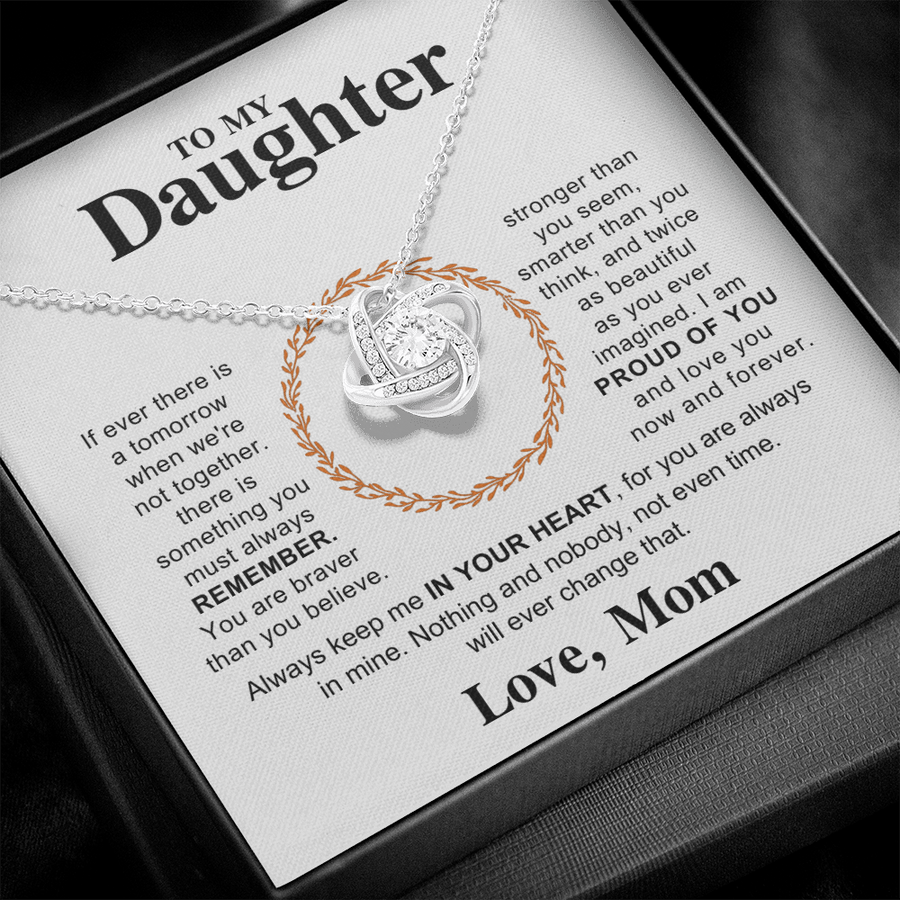 To My Daughter Necklace – Love Knot Pendant, Never Forget I Love You Gift from Dad