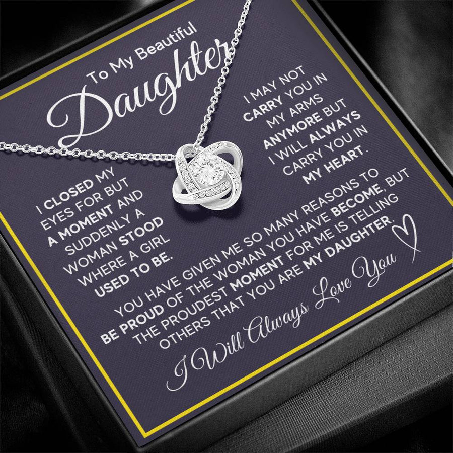 Daughter Gifts from Mom and Dad, Necklace & Message Card & LED Gift Box for Birthday, or Christmas