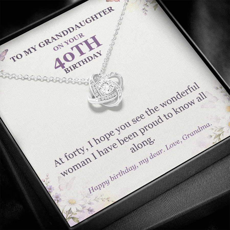 To My Granddaughter 40th Birthday Love Knot Necklace from Grandma