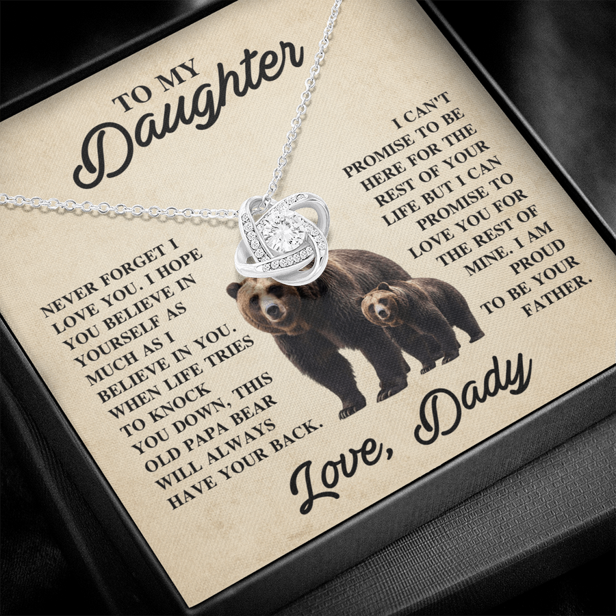 To My Daughter Love Knot Necklace – Unbreakable Bond Jewelry Gift for Birthday or Holiday