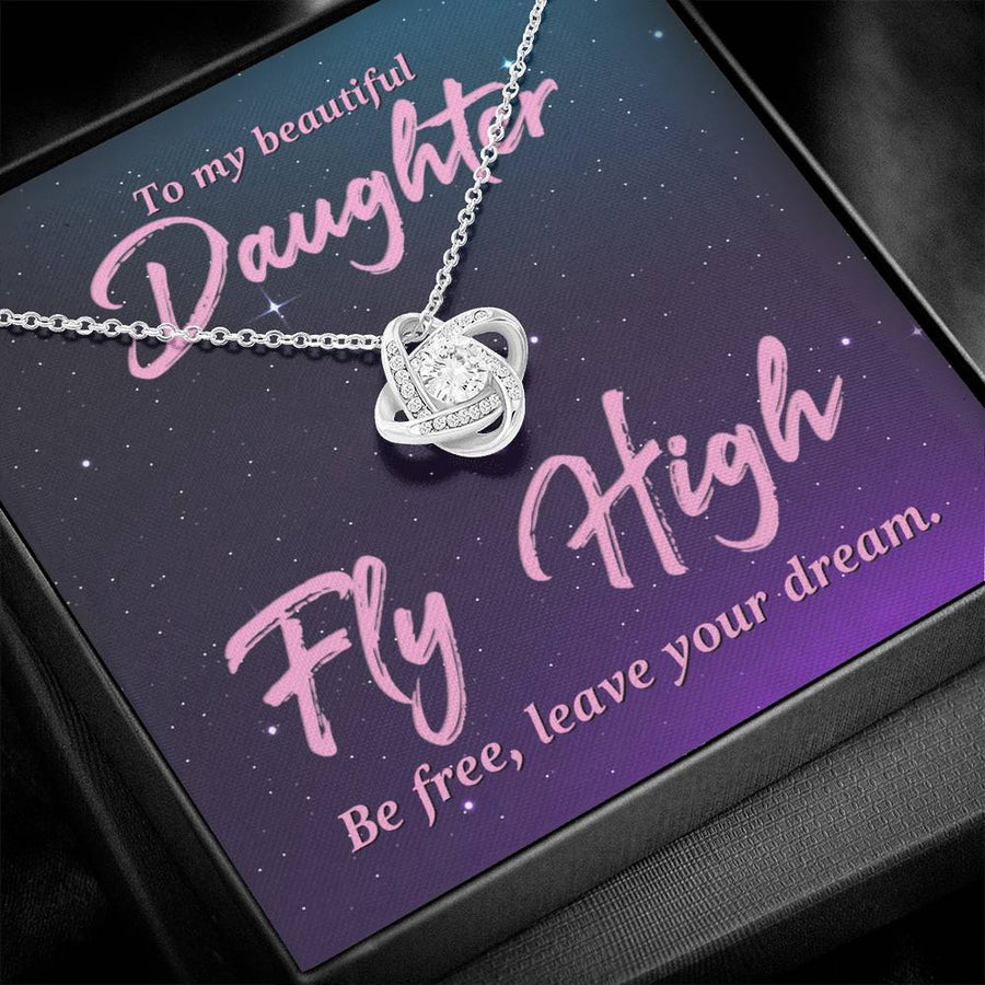 To My Beautiful Daughter Necklace from Mom and Dad, Fly High Be Free, Leave Your Dream