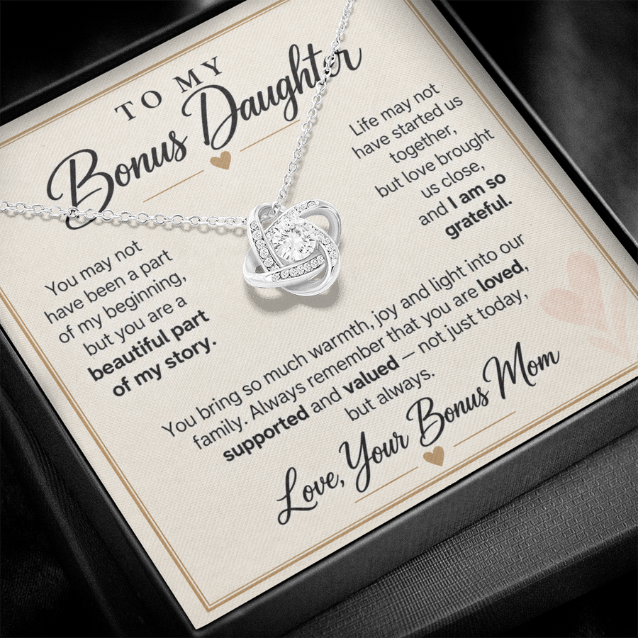 To My Bonus Daughter Love Knot Necklace from Bonus Mom - Beautiful Part of My Story
