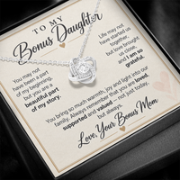 Load image into Gallery viewer, To My Bonus Daughter Love Knot Necklace from Bonus Mom - Beautiful Part of My Story
