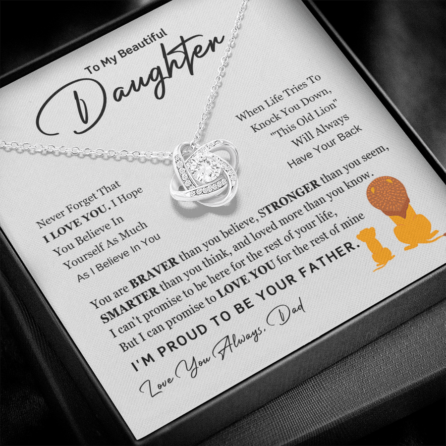 To My Daughter Necklace from Dad with Heartfelt Message, Daughter Birthday Present from Dad