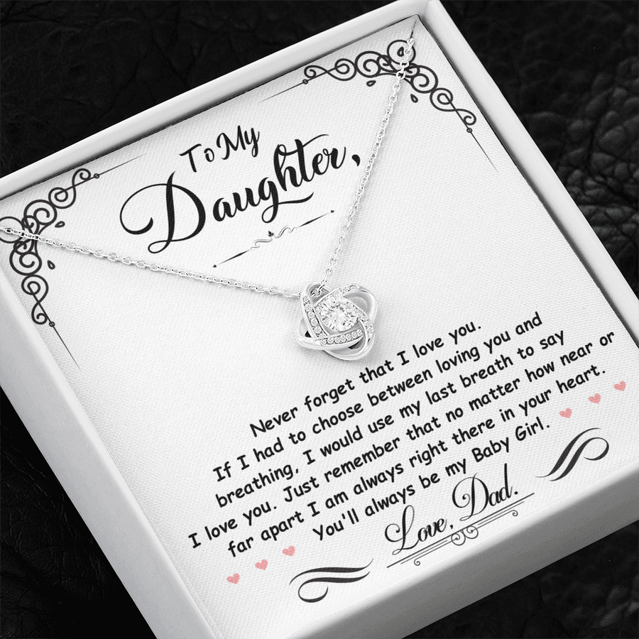 To My Daughter Necklace from Mom and Dad, Birthday, Graduation, Christmas Love Knot Necklace for Her