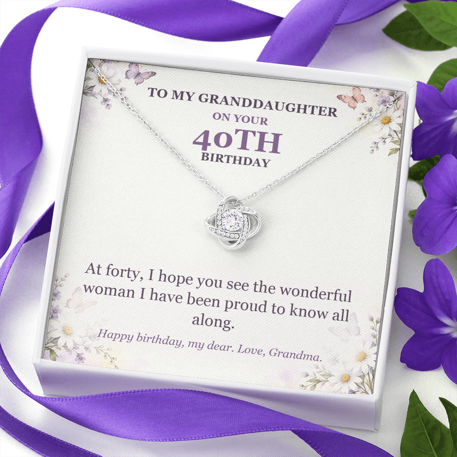 To My Granddaughter 40th Birthday Love Knot Necklace from Grandma
