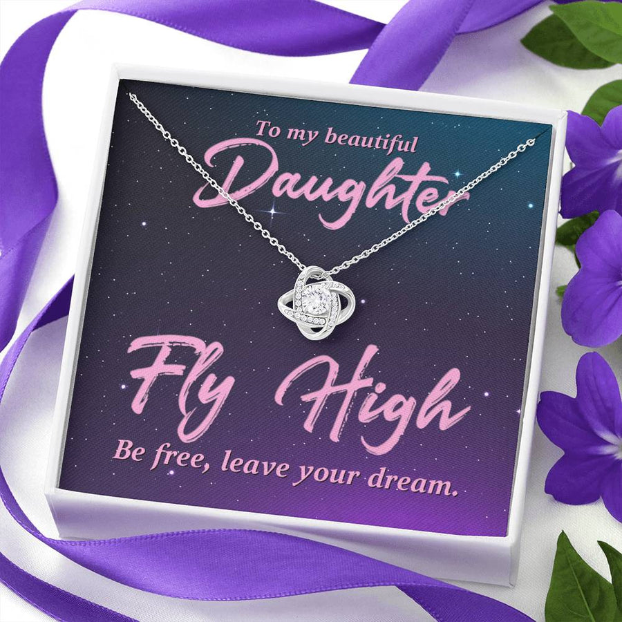 To My Beautiful Daughter Necklace from Mom and Dad, Fly High Be Free, Leave Your Dream