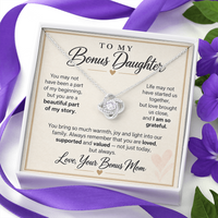 Load image into Gallery viewer, To My Bonus Daughter Love Knot Necklace from Bonus Mom - Beautiful Part of My Story
