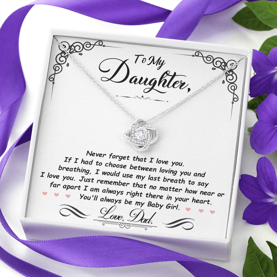 To My Daughter Necklace from Mom and Dad, Birthday, Graduation, Christmas Love Knot Necklace for Her
