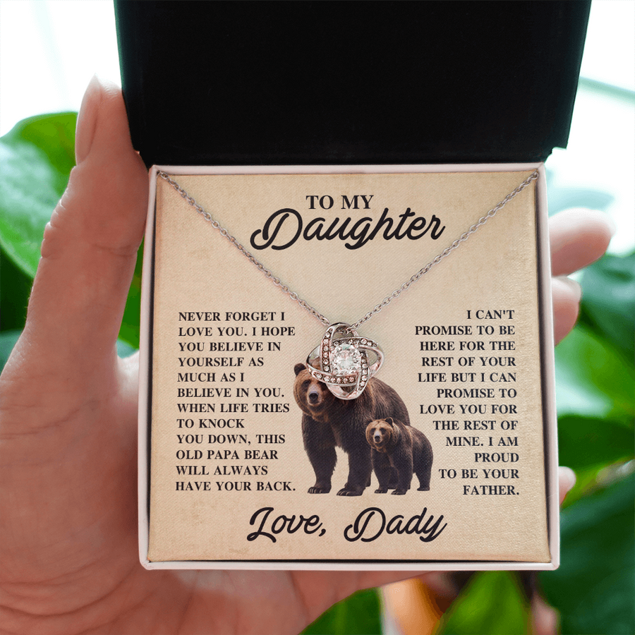 To My Daughter Love Knot Necklace – Unbreakable Bond Jewelry Gift for Birthday or Holiday