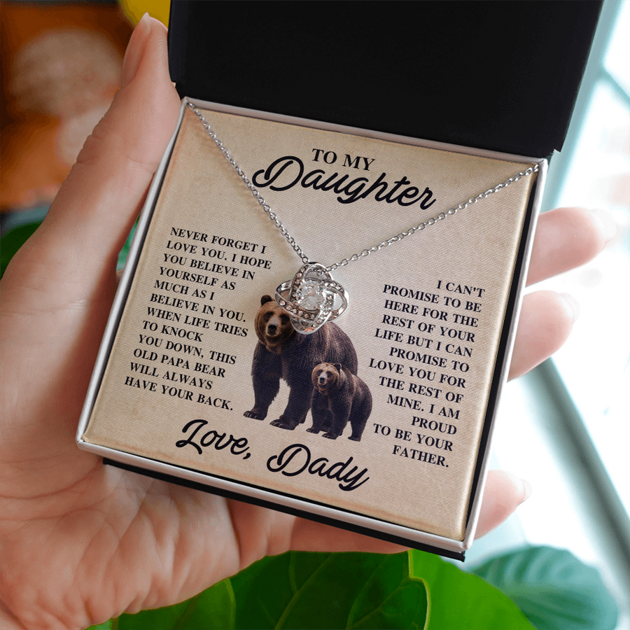 To My Daughter Love Knot Necklace – Unbreakable Bond Jewelry Gift for Birthday or Holiday