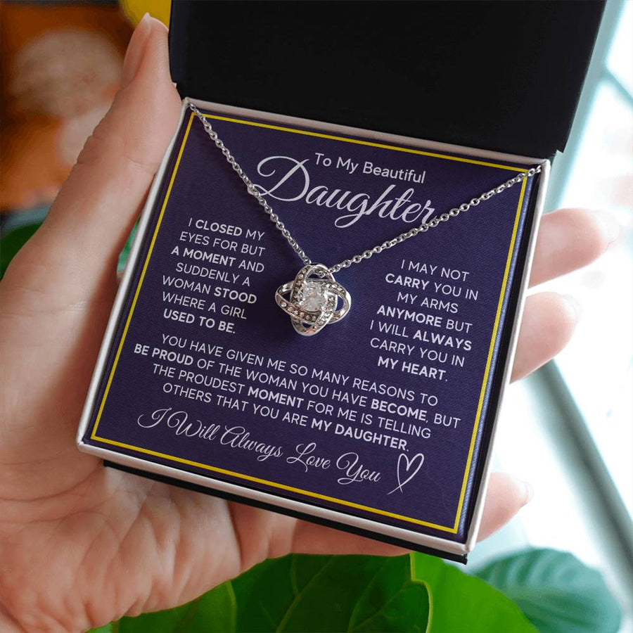 Daughter Gifts from Mom and Dad, Necklace & Message Card & LED Gift Box for Birthday, or Christmas